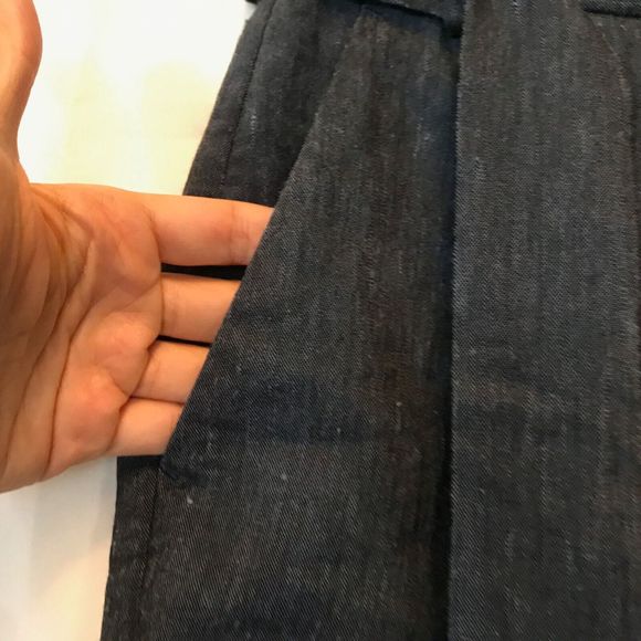 United Arrows Wide Leg Pants Women Blue Linen Elegant High Rise Size 36 xs - Picture 3 of 11